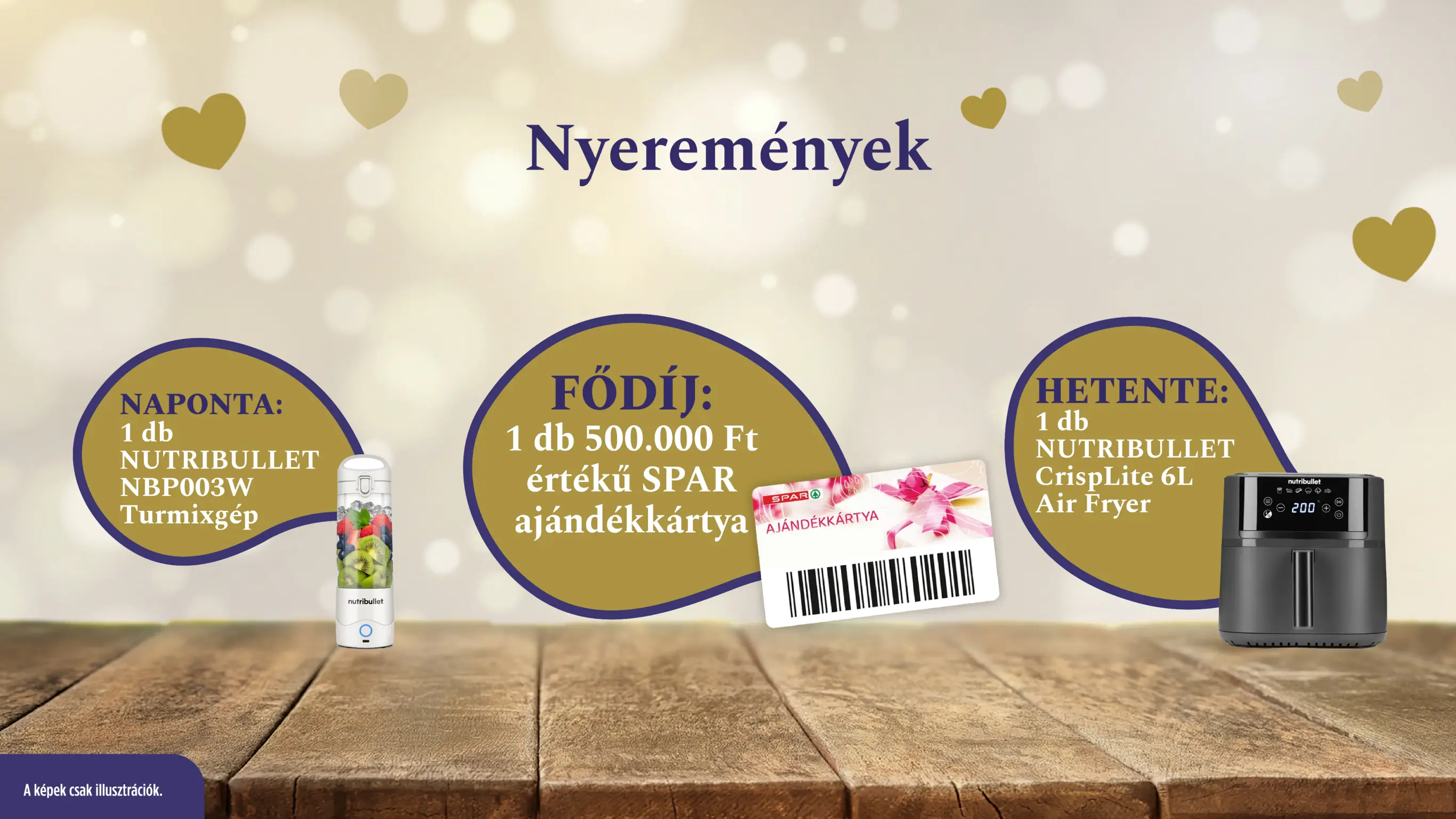 A promócióban megnyerhető nyeremények plakátképe.